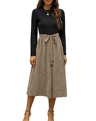 Zattcas Ribbed Long-Sleeve Midi Dress
