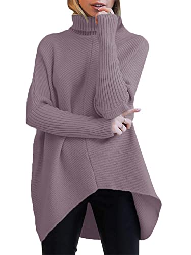 ANRABESS Womens Oversized Turtleneck Batwing Long Sleeve Casual Cozy Baggy Knit Pullover Tunic Sweater 2025 Fall Outfits