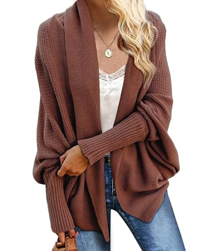 Imily Bela Women's Kimono Batwing Cable Knitted Slouchy Oversized Wrap Cardigan Sweater