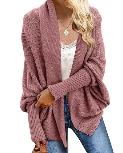 Imily Bela Women's Kimono Batwing Cable Knitted Slouchy Oversized Wrap Cardigan Sweater