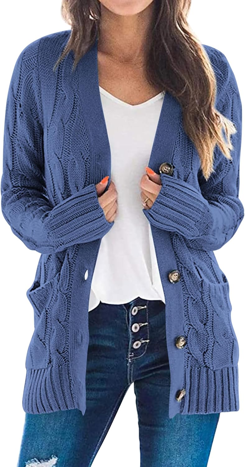 PRETTYGARDEN Women's Open Front Cardigan Sweaters Casual Sweater Coats Cable Knit Open Front Sweater For Women