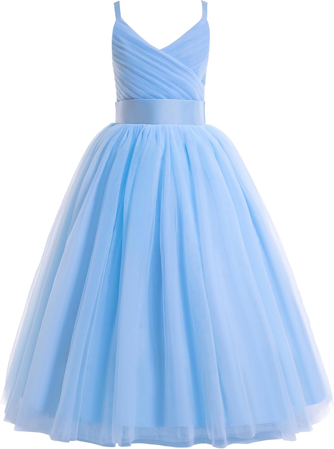 Glamulice Flower Girls Spaghetti Strap Tulle Dress Long A Line Wedding Pageant Dresses Princess Birthday Party Ball Gown