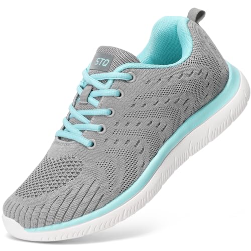 STQ Tennis Shoes Womens Sneakers Breathable Mesh Walking Shoes Arch Support Orthopedic Athletic Workout Gym Running Shoe for Travel Jogging Sports Cross Training