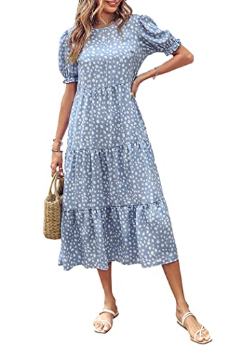 PRETTYGARDEN Summer Dresses for Women 2025 Casual Floral Boho Midi Sun Dress