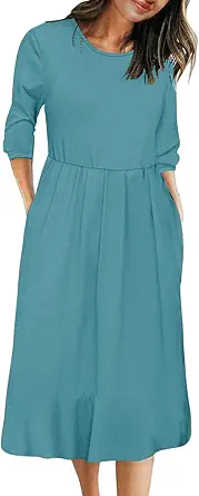MEROKEETY Striped Midi Dress