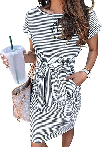 MEROKEETY Tie-Waist T-Shirt Dress