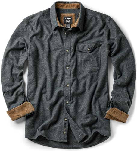 CQR Men's All Cotton Flannel Shirt, Long Sleeve Casual Button Down Plaid Shirt, Brushed Soft Outdoor Tactical Work Shirts