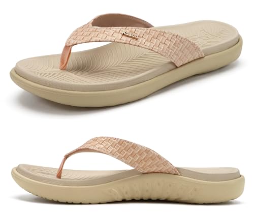 KuaiLu Womens Flip Flops Ladies Yoga Mat Comfortable Walking Thong Sandals With Plantar Fasciitis Arch Support Slip On Indoor Outdoor For Summer