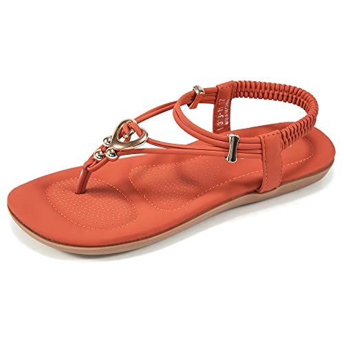 Women's Summer Sandals Beach Bohemian Beaded Ankle Walking Strap Casual Flip Flops Ladies Sexy Flats Comfortable Shoes