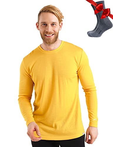 Merino.tech Merino Wool Base Layer - Mens 100% Merino Wool Long Sleeve Thermal Shirts Lightweight, Midweight, Heavyweight