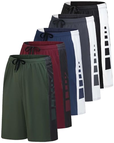 Real Essentials 5 Pack Men's Active Quick Dry Fit Shorts