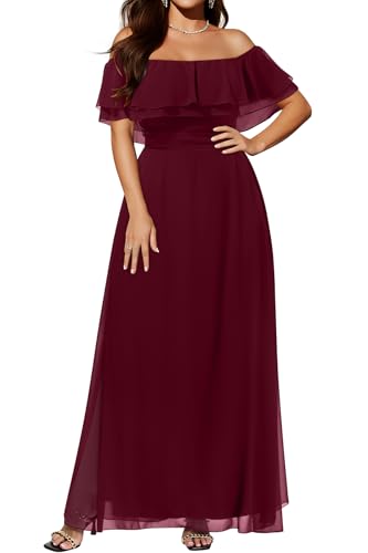 Pinup Fashion Burgundy Chiffon Maxi