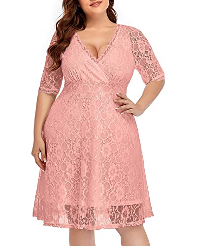 Pinup Fashion Knee-Length Lace Dress