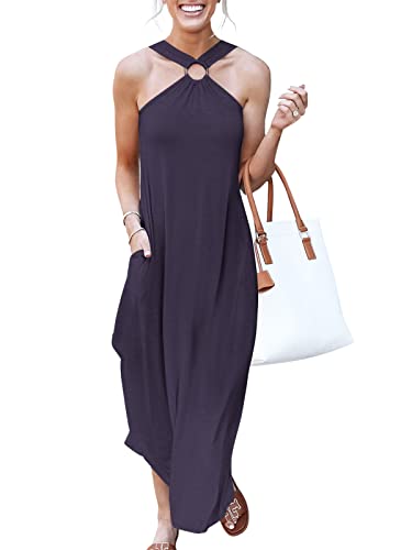 ANRABESS Halter Maxi with Pockets