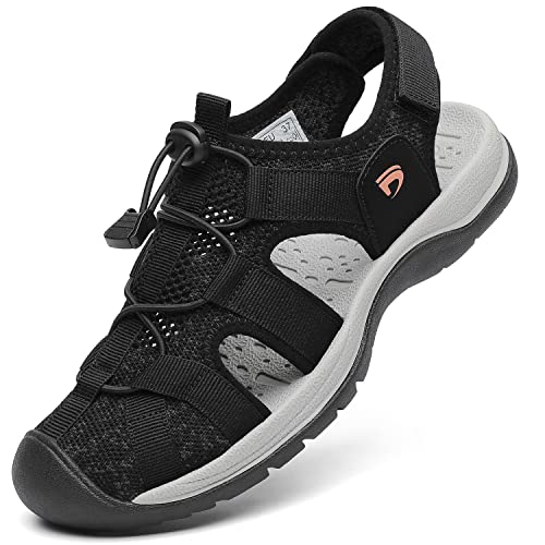 Dannto Women's Sport Sandals Close Toe Mesh Hiking Outdoor Athletic Casual Walking Sandals Water Shoes