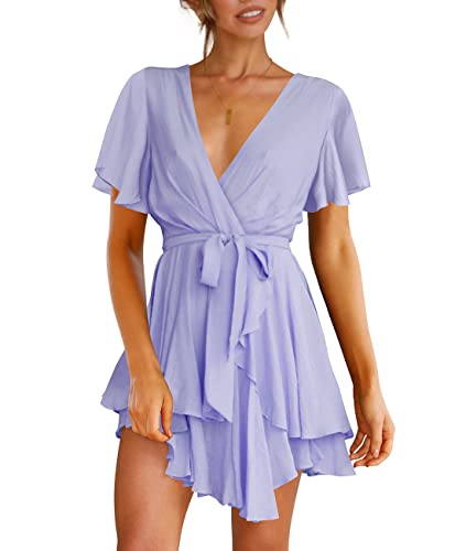 Cosonsen Deep V-Neck Short Sleeve