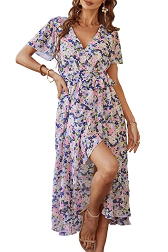 PRETTYGARDEN Floral Boho Ruffle Maxi