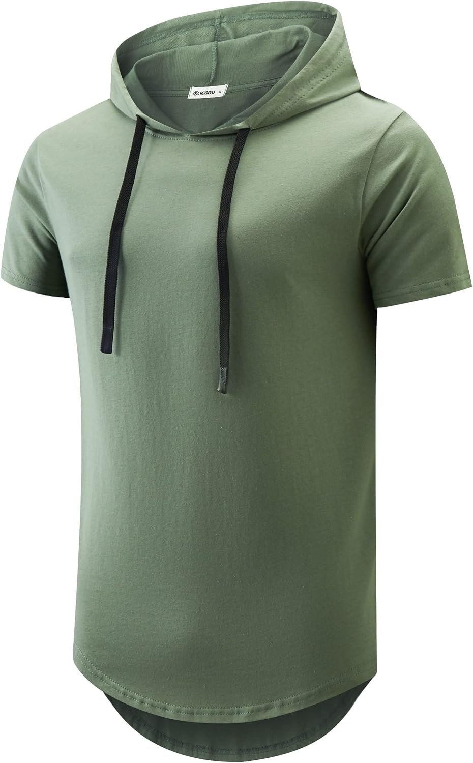 KLIEGOU Men's Hooded T-Shirt 190GSM 100% Cotton Soft Streetwear Longline Tee- Breathable Hip Hop Pullover - Pre-Shrunk