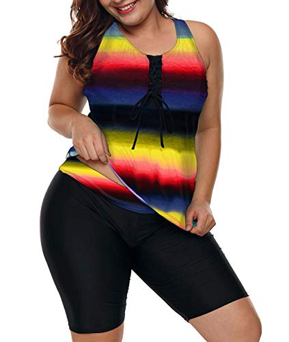 LALAGEN Plus Size Tankini Rash Guard Capris