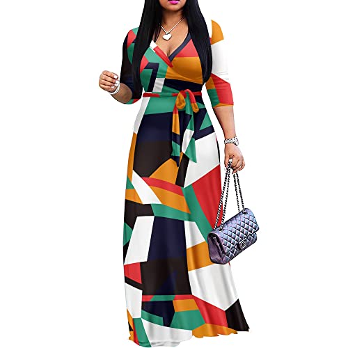 FANDEE Plus Size Maxi Dress (Blue Print)