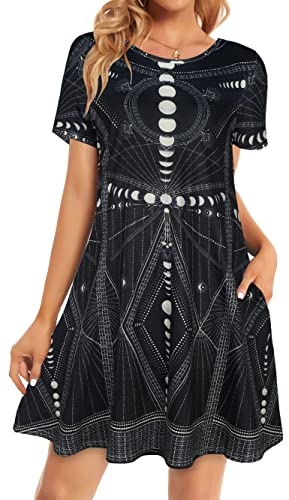 Womens Summer Dresses Beach Casual Tshirt Plus Size Floral Short Sleeve Loose Flowy Sundresses