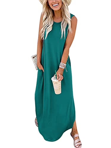 ANRABESS Women Summer Maxi Dress Beach Vacation Sundress Sleeveless Casual Loose Shirt Dresses 2025 Travel Outfits