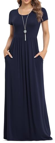 VIISHOW Women Short Sleeve Casual Maxi Dresses with Pockets
