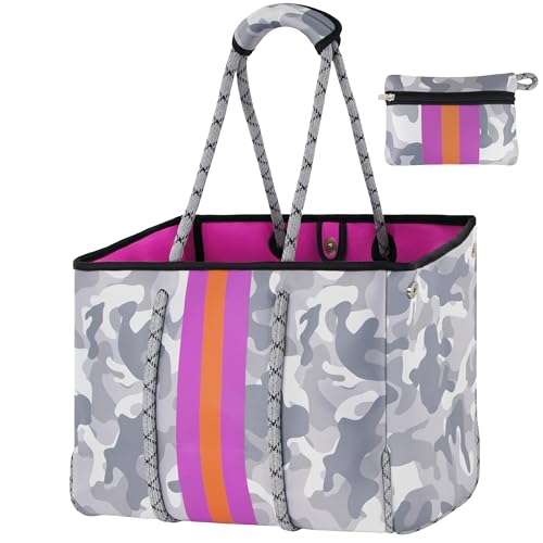 QOGiR Neoprene Multipurpose Beach Bag Tote with Inner Zipper Pocket ...