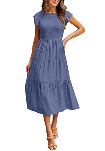 MEROKEETY Flutter Smocked Midi