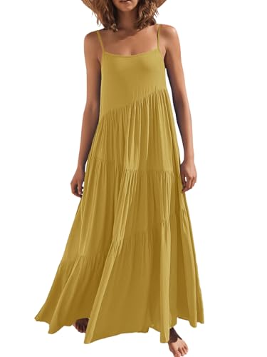 ANRABESS Women Summer Casual Loose Sleeveless Sundress Spaghetti Strap Flowy Boho Linen Beach Vacation Maxi Long Dress