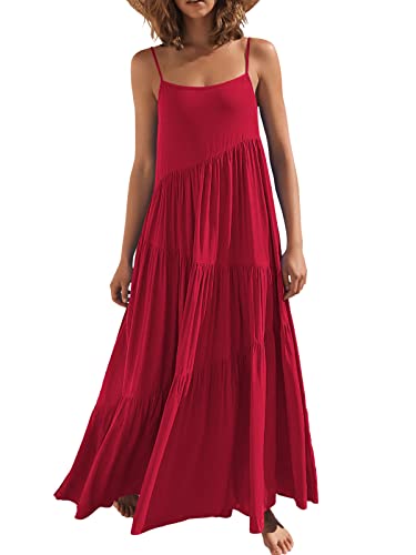 ANRABESS Women Summer Casual Loose Sleeveless Sundress Spaghetti Strap Flowy Boho Linen Beach Vacation Maxi Long Dress