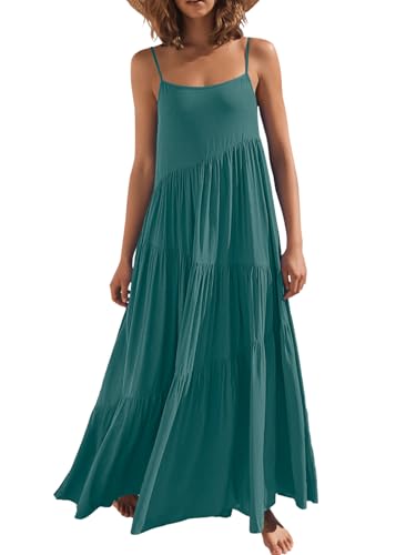 ANRABESS Women Summer Casual Loose Sleeveless Sundress Spaghetti Strap Flowy Boho Linen Beach Vacation Maxi Long Dress
