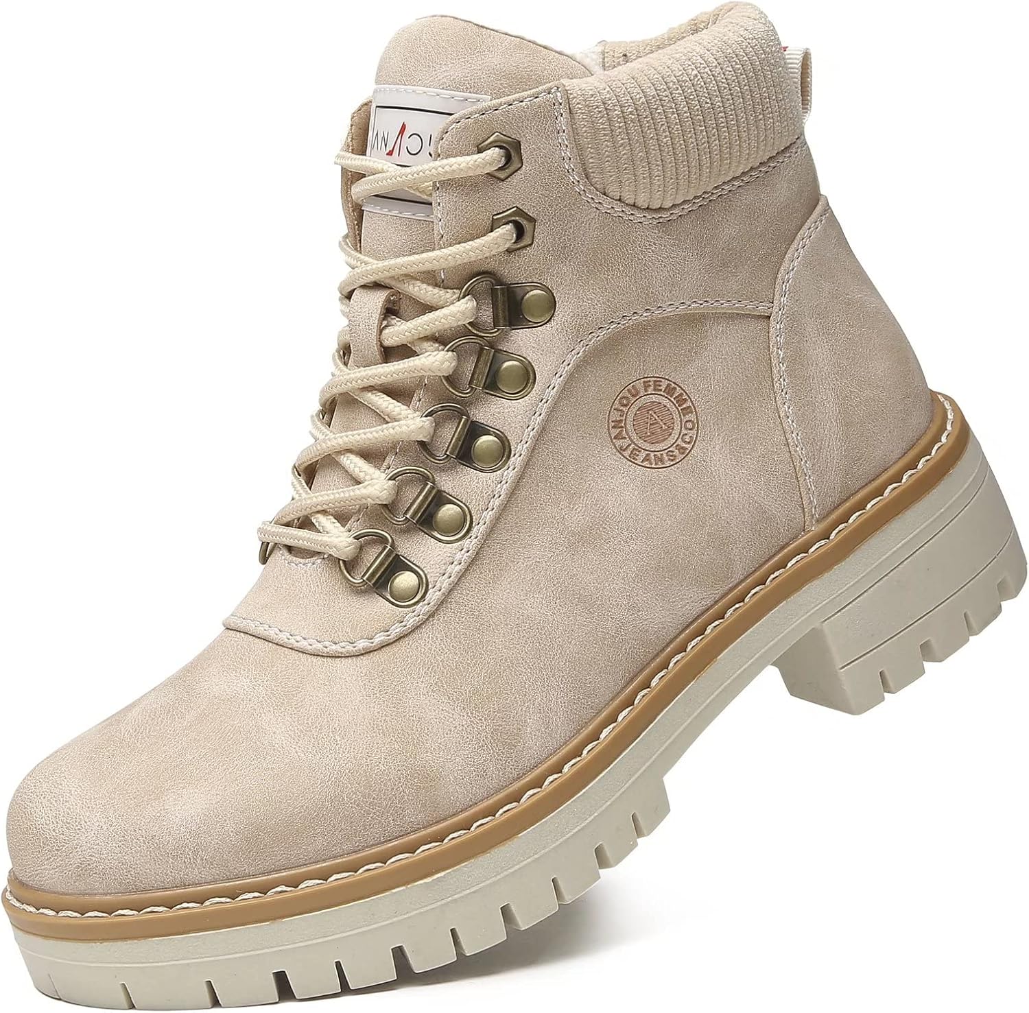 ANJOUFEMME Work Winter Hiking Boots For Women - Womens Snow Outdoor Casual Lace up Ankle Boots Waterproof Lightweight Warm Backpacking Walking Hiking Shoes
