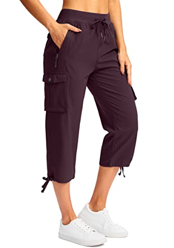 Soothfeel Women's Cargo Capris Pants with 6 Pockets Lightweight Quick Dry Travel Hiking Summer Pants for Women Casual