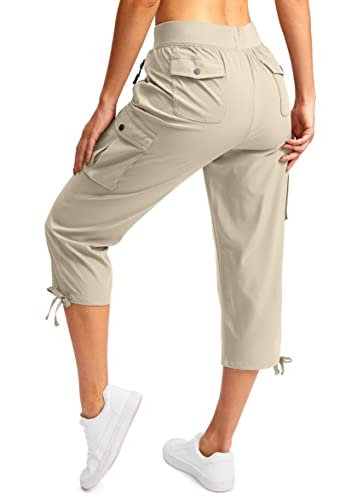 Soothfeel Women's Cargo Capris Pants with 6 Pockets Lightweight Quick Dry Travel Hiking Summer Pants for Women Casual