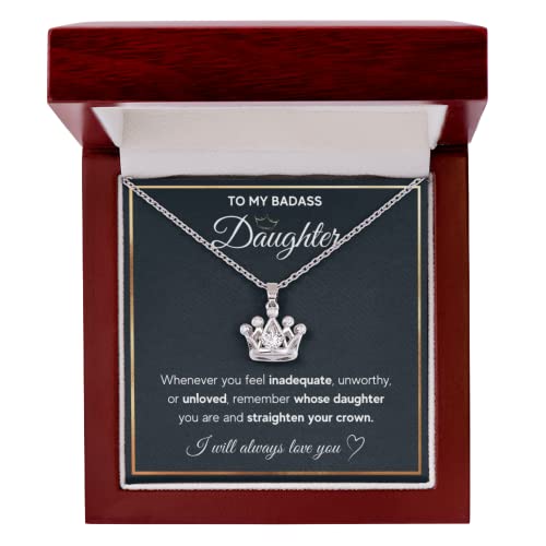 To My Beautiful Daughter Necklace from Mom & Dad | Cubic Zirconia Pendant with Heartfelt Message Card & Gift Box | Daughter Birthday, Graduation, Christmas Jewelry Gift from Parents