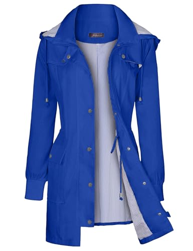 Bloggerlove Rain Jacket Women Lightweight Raincoat Waterproof Windbreaker Striped Climbing Outdoor Hooded Trench Coats S-XXL