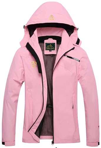 GIISAM Women's Waterproof Rain Jacket,Lightweight Windproof Full Zip Women's Packable Fall Raincoat Windbreaker with Hood