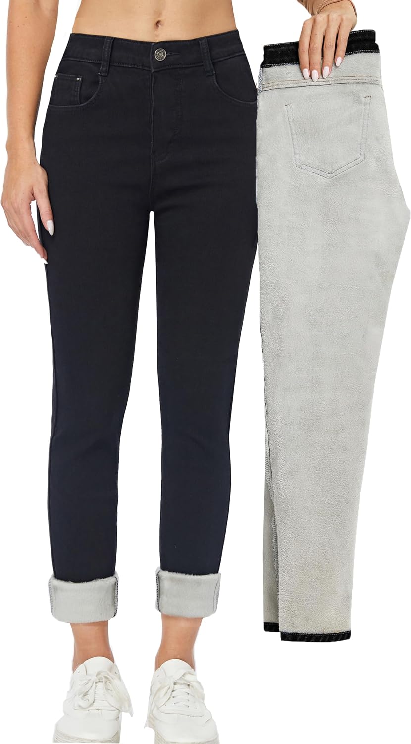 heipeiwa Fleece-Lined Skinny Jeans