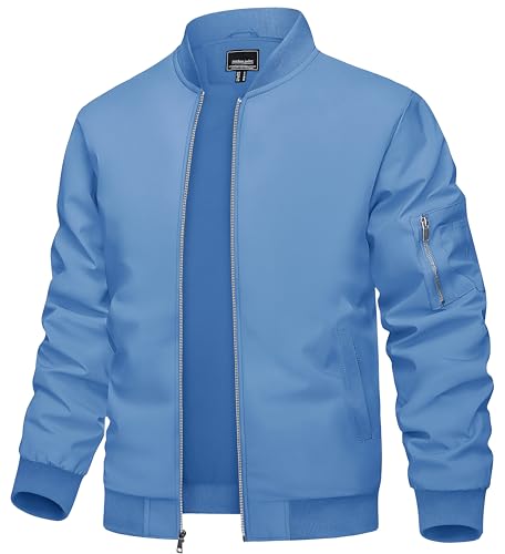 TACVASEN Men's Bomber Jacket Lightweight Casual Spring Fall Windbreaker Zip Up Coat with Pocket