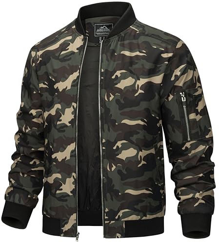 TACVASEN Men's Bomber Jacket Lightweight Casual Spring Fall Windbreaker Zip Up Coat with Pocket
