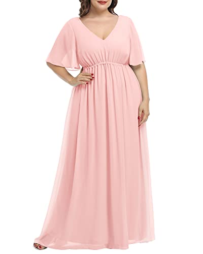 Pinup Fashion Women Bridesmaid Dresses for Wedding Guest Plus Size - Formal Chiffon Long Maxi Dress