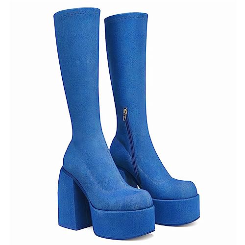 VOMIRA Chunky High Heel Stretch Boots