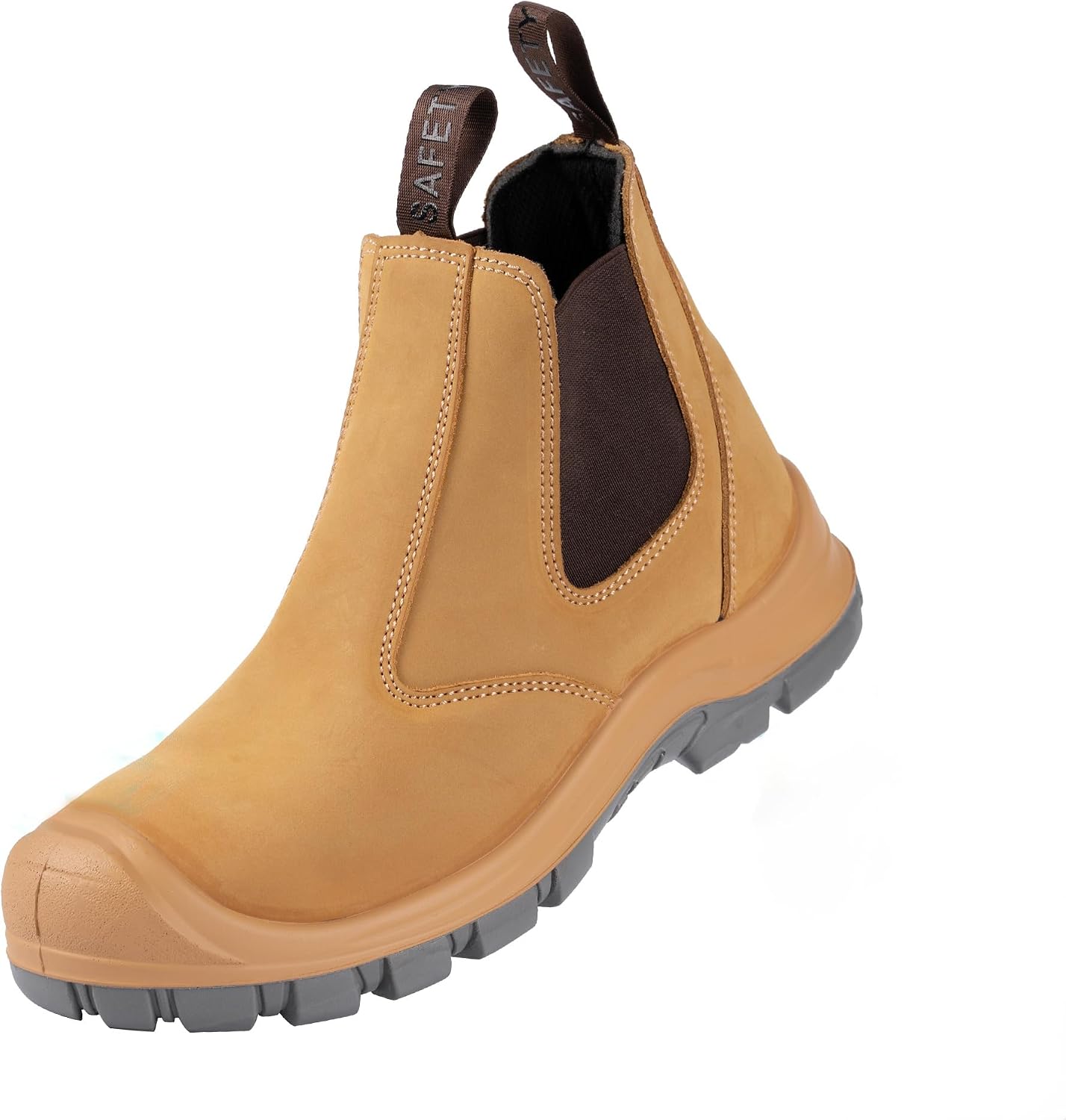 Steel Toe Work Boots for Men Slip-on Chelsea Boot