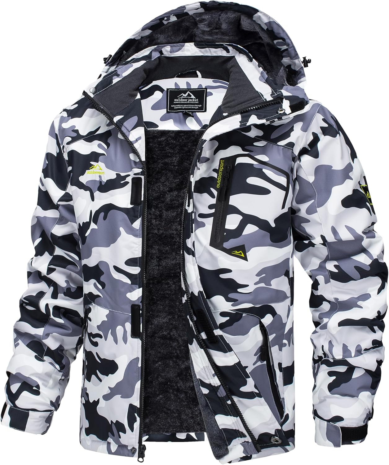MAGCOMSEN Men's Winter Coats Water Resistant Ski Snow Jacket Warm Fleece Jacket Parka Raincoats With Hood Multi-Pockets