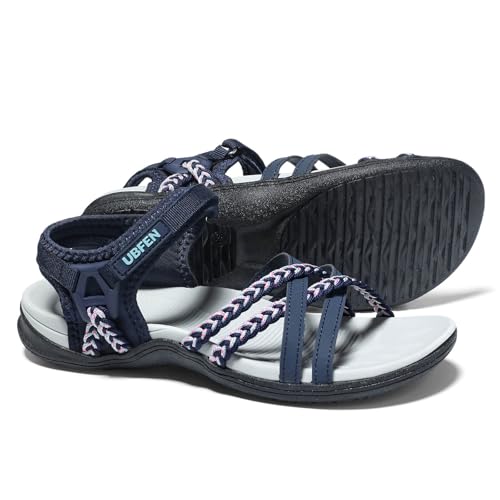 UBFEN Womens Hiking Comfort Sport Sandals Beach Vacation Camping Casual Sport Sandals with Adjustable Straps and Arch Support