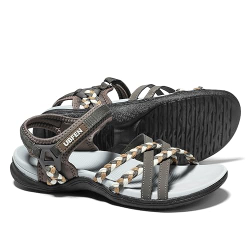 UBFEN Womens Hiking Comfort Sport Sandals Beach Vacation Camping Casual Sport Sandals with Adjustable Straps and Arch Support