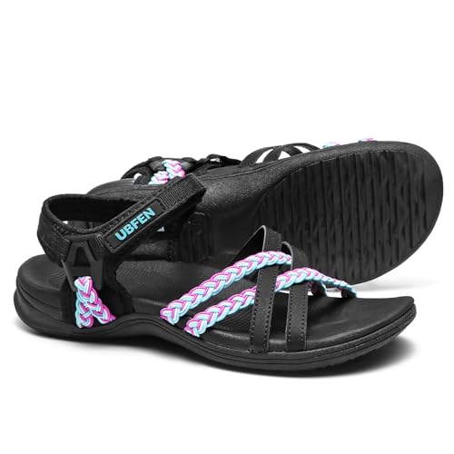 UBFEN Womens Hiking Comfort Sport Sandals Beach Vacation Camping Casual Sport Sandals with Adjustable Straps and Arch Support