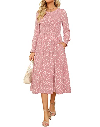 Zattcas Smocked Boho Floral Tiered Midi