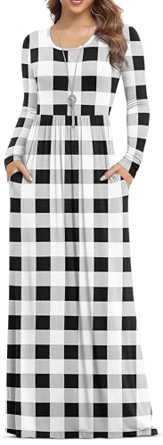 VIISHOW Women's Long Sleeve Loose Plain Maxi Dresses